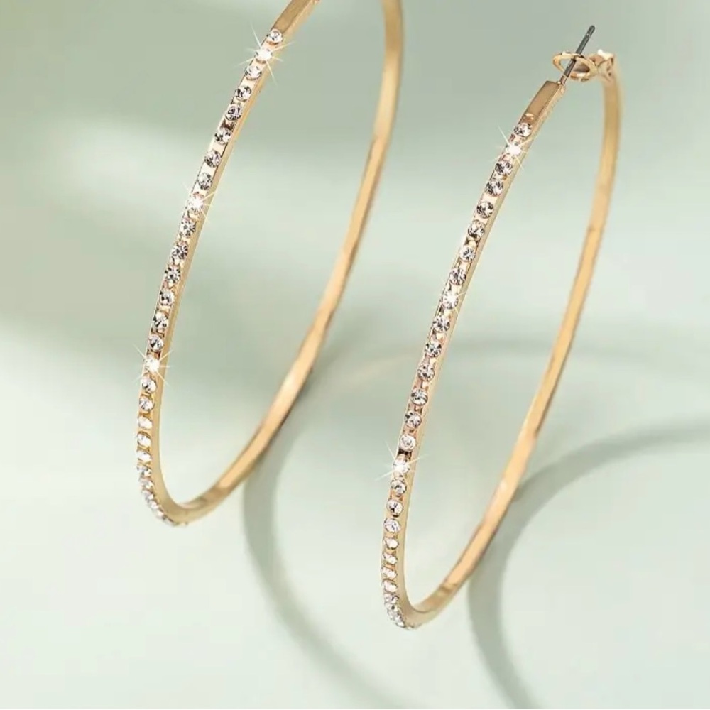 Elegant Gold Hoop Earrings with Crystals